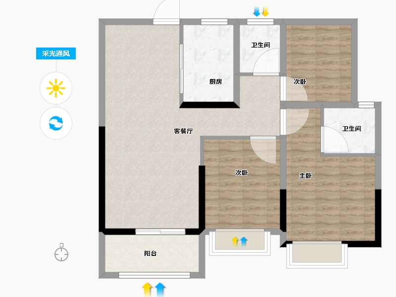 山东省-济南市-保利熙悦-88.00-户型库-采光通风