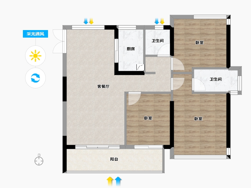 福建省-福州市-贵安新天地-83.00-户型库-采光通风