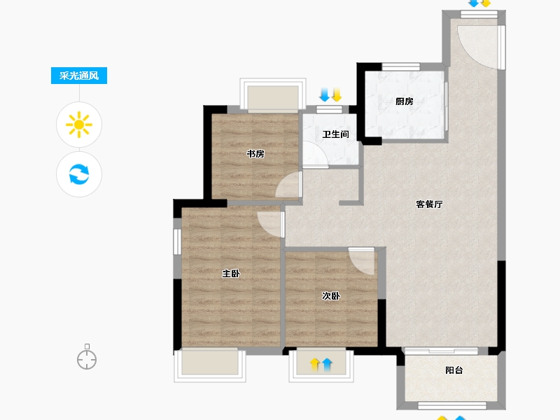 江苏省-南通市-启东绿地国际健康城-77.59-户型库-采光通风