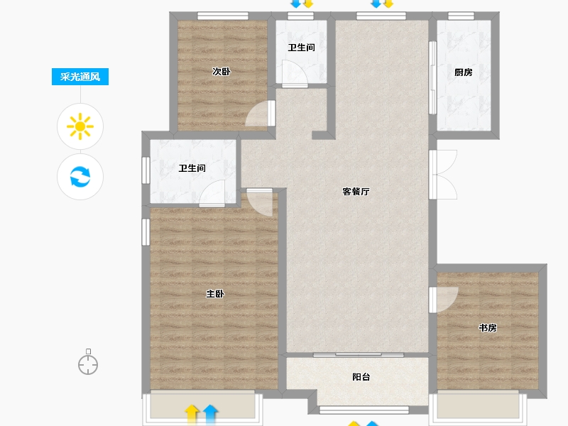 山东省-济南市-三盛璞悦湾-103.61-户型库-采光通风