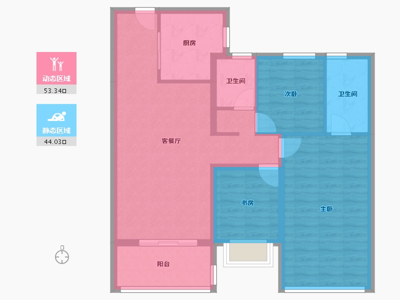 广东省-珠海市-万科·红树东岸-87.35-户型库-动静分区