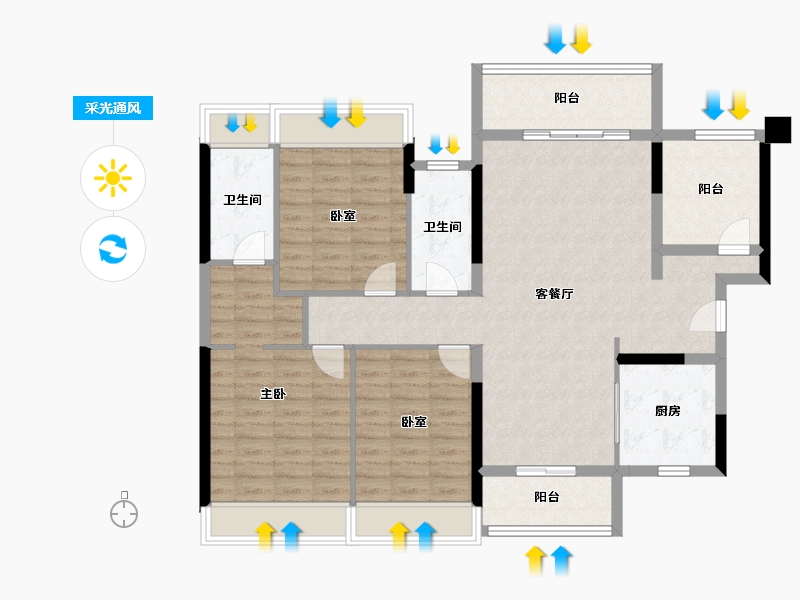 广东省-珠海市-绿景玺悦湾-115.76-户型库-采光通风