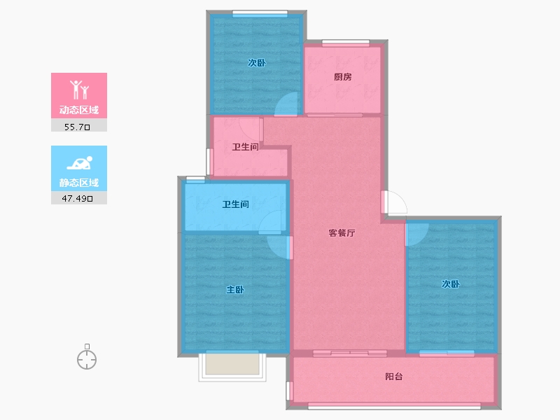 江苏省-南通市-融创·时代中心-93.57-户型库-动静分区