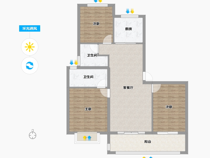 江苏省-南通市-融创·时代中心-93.57-户型库-采光通风