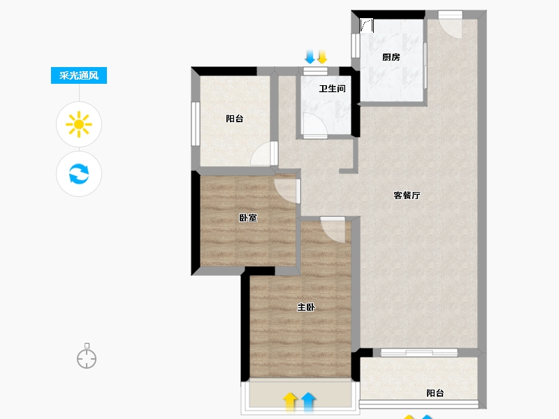 广东省-珠海市-奥园·天悦湾-70.00-户型库-采光通风