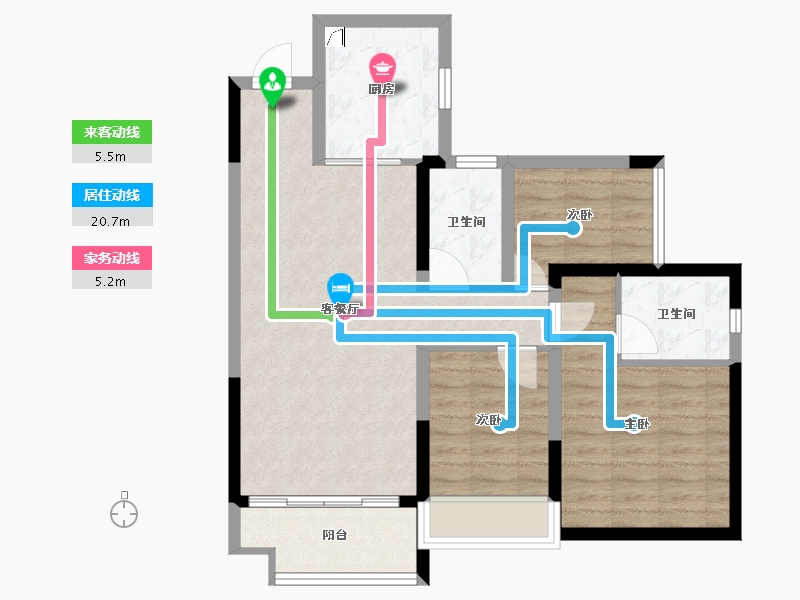 广东省-珠海市-奥园展科花园-76.00-户型库-动静线