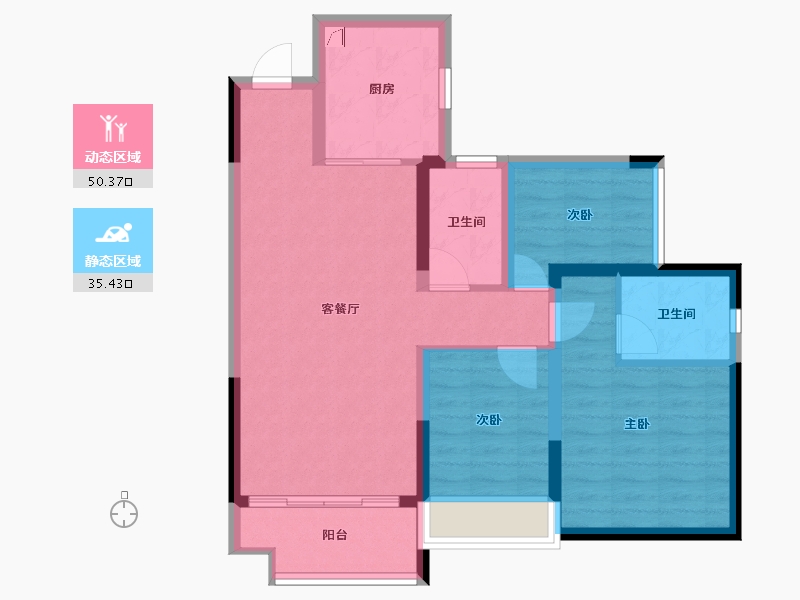 广东省-珠海市-奥园展科花园-76.00-户型库-动静分区