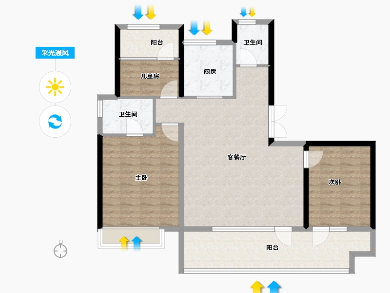 山东省-济南市-绿地国际博览城-103.79-户型库-采光通风