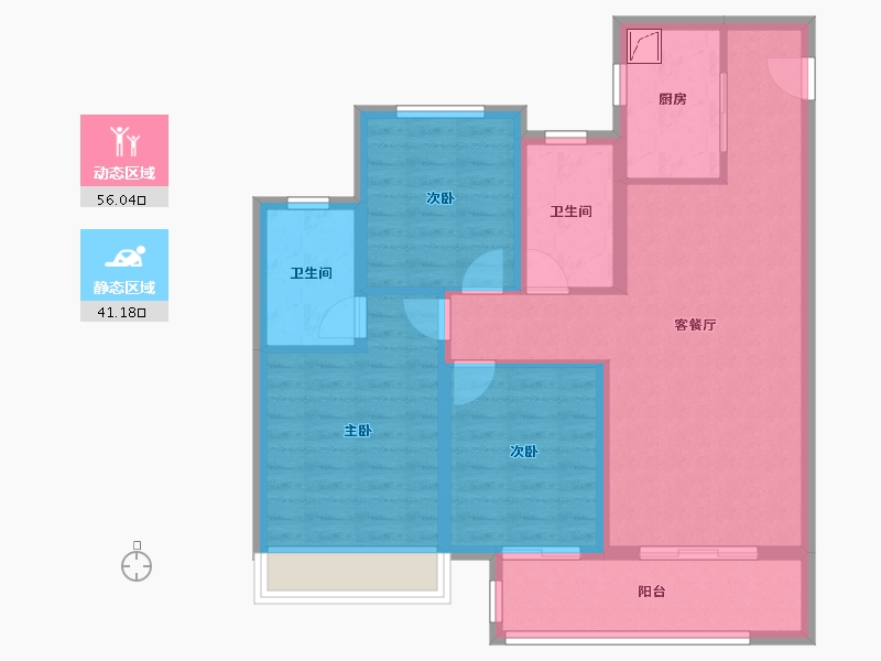 河南省-郑州市-正荣御首府-86.45-户型库-动静分区