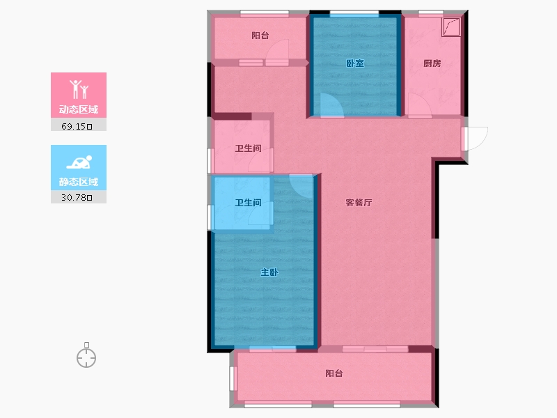 河南省-郑州市-融侨美域-88.44-户型库-动静分区