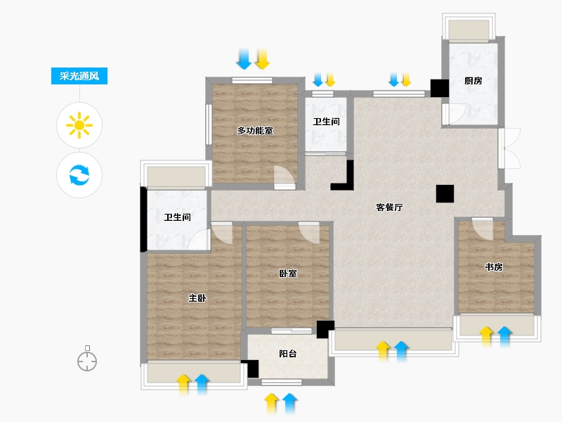 湖南省-常德市-公园世家-119.00-户型库-采光通风