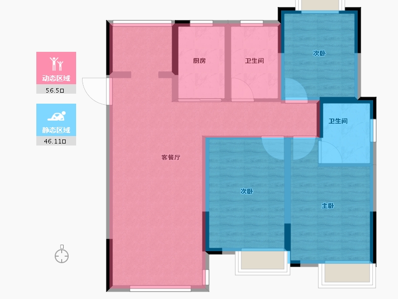 江苏省-南通市-海畔东方城-91.56-户型库-动静分区