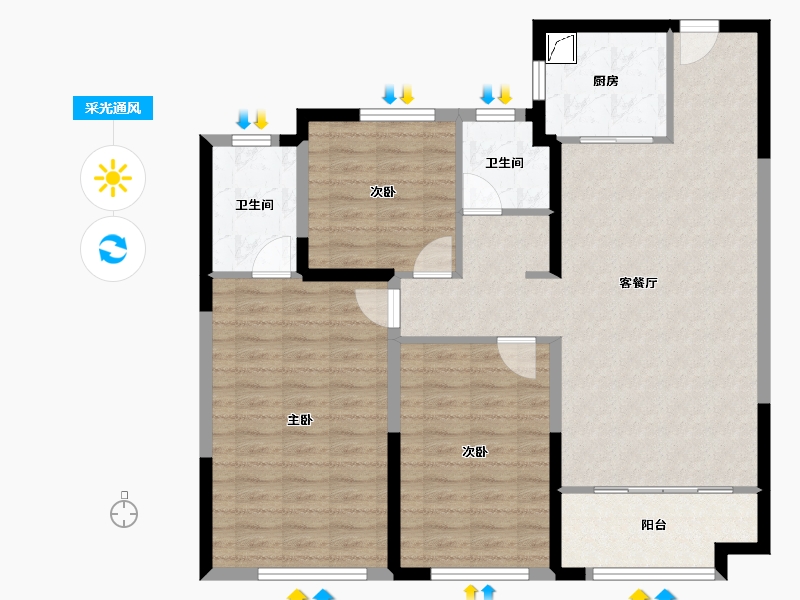 山东省-济南市-三盛璞悦湾-102.40-户型库-采光通风