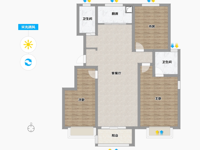 山东省-济南市-国风源墅-104.01-户型库-采光通风