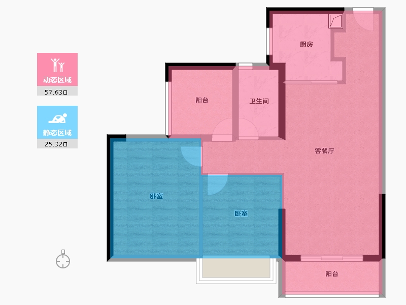 广东省-珠海市-汇华水岸花园-74.00-户型库-动静分区