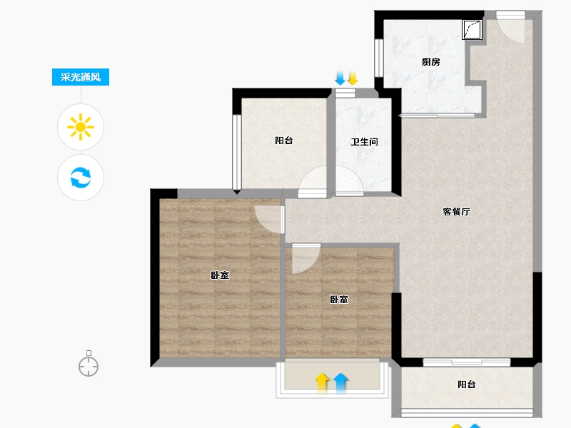 广东省-珠海市-汇华水岸花园-74.00-户型库-采光通风