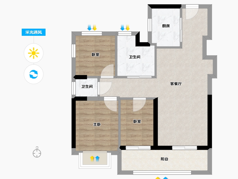 广东省-深圳市-信城缙华府-64.30-户型库-采光通风