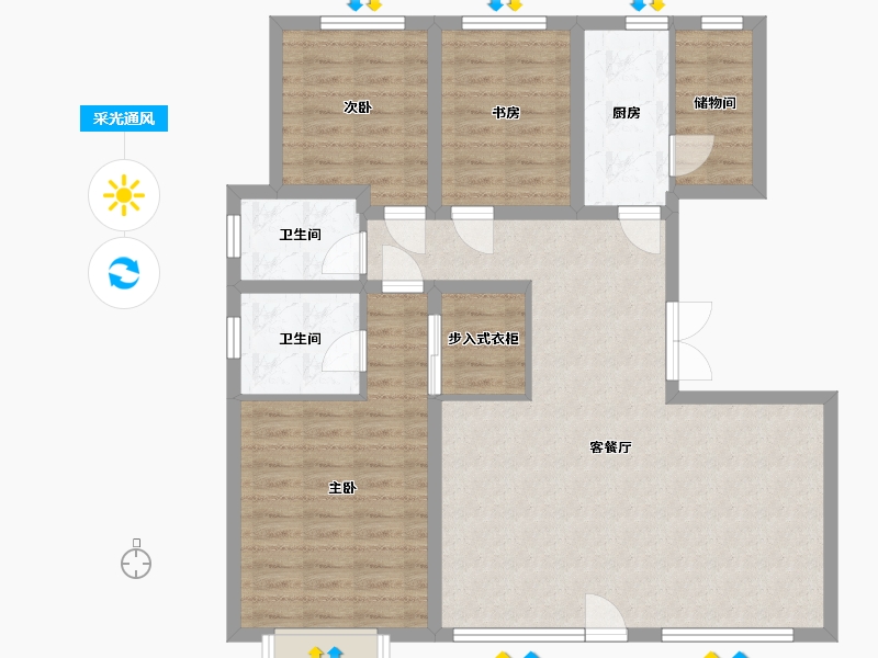 河北省-石家庄市-如园-111.95-户型库-采光通风