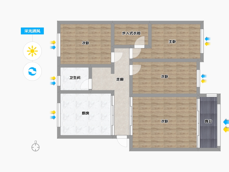 山东省-潍坊市-潍水·蓝湾-130.00-户型库-采光通风