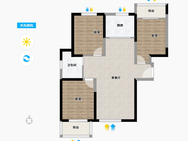 河南省-郑州市-宏光揽境-88.00-户型库-采光通风