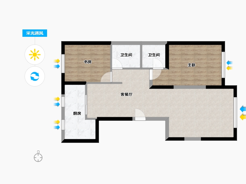 辽宁省-大连市-青云天下-80.50-户型库-采光通风