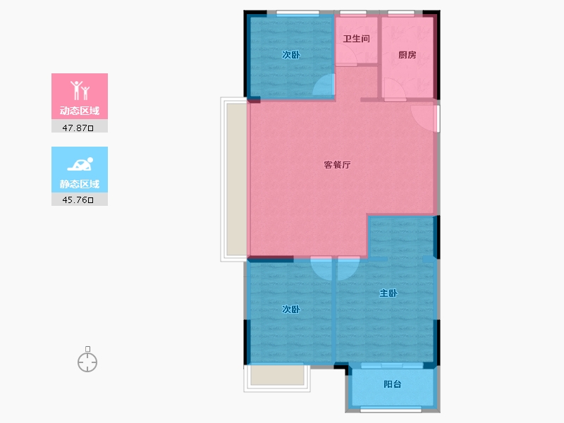 江苏省-南通市-启东绿地国际健康城-85.60-户型库-动静分区