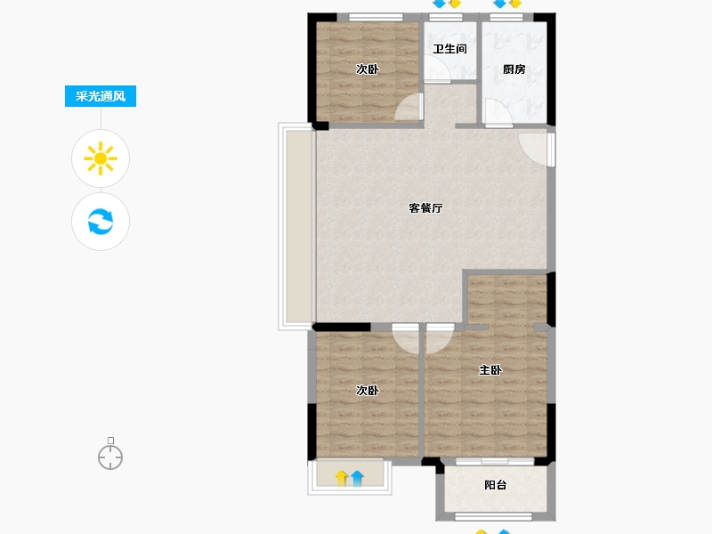 江苏省-南通市-启东绿地国际健康城-85.60-户型库-采光通风