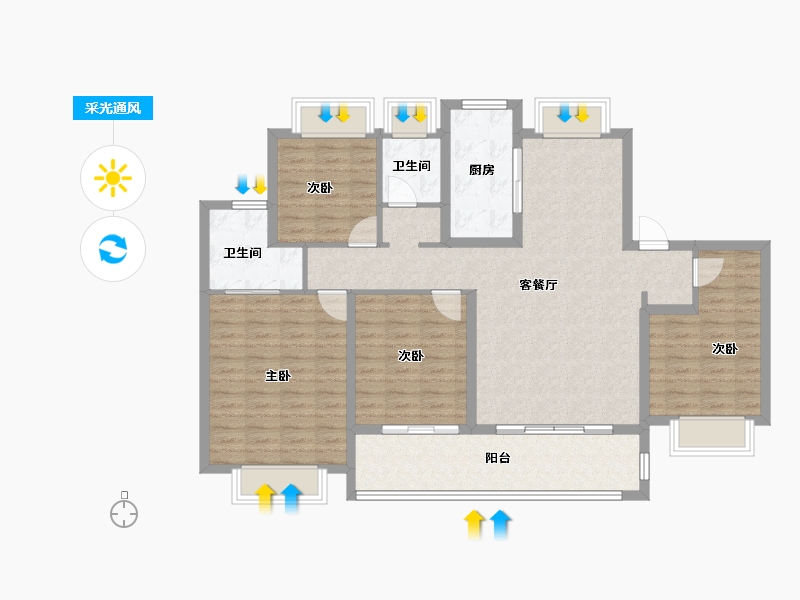 江苏省-南通市-融创·时代中心-115.26-户型库-采光通风