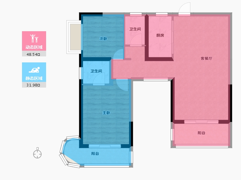 广西壮族自治区-防城港市-碧海蓝天台湾城-90.00-户型库-动静分区