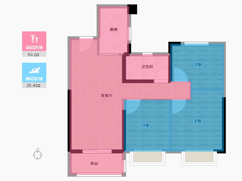 江苏省-南通市-光启花苑-76.67-户型库-动静分区