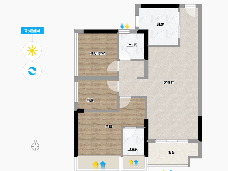 广东省-珠海市-万科·琴澳传奇-63.00-户型库-采光通风