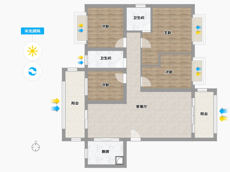 湖南省-邵阳市-江院城市森林-109.00-户型库-采光通风