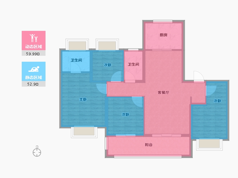 江苏省-南通市-融创·时代中心-101.60-户型库-动静分区