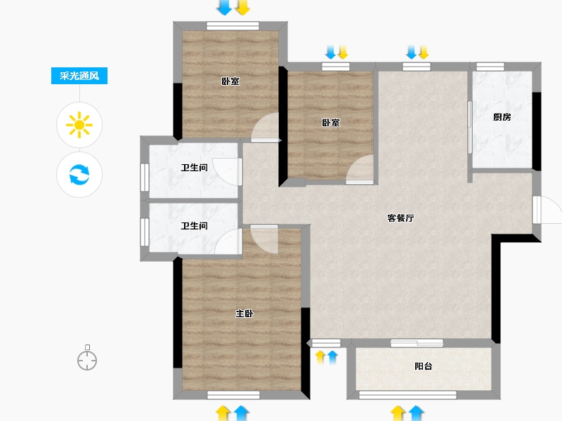 福建省-福州市-长乐三木翡丽府-86.40-户型库-采光通风