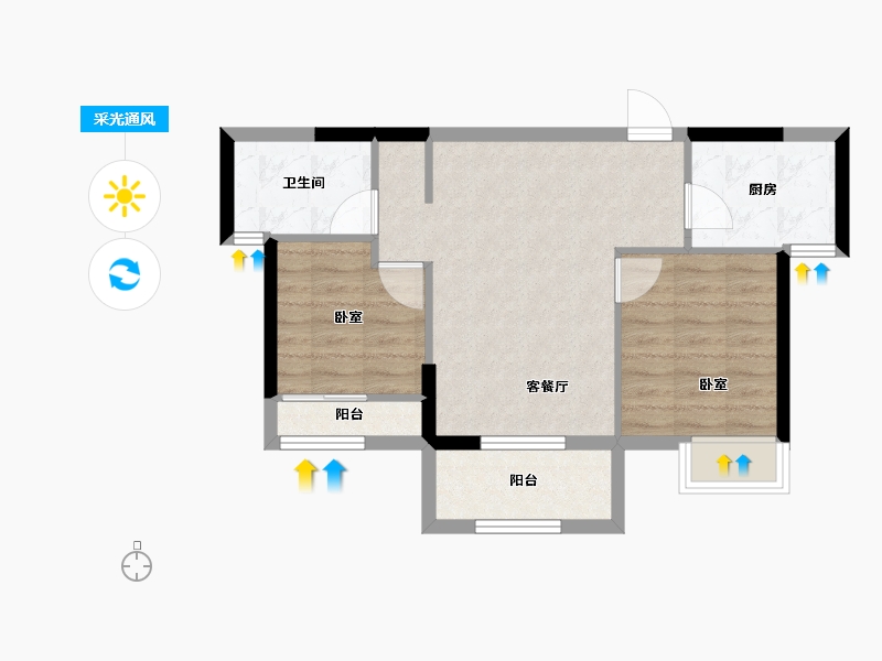 福建省-福州市-平潭鲁能公馆-58.40-户型库-采光通风