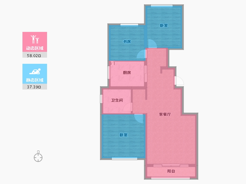 河南省-郑州市-融创空港宸院​-85.60-户型库-动静分区