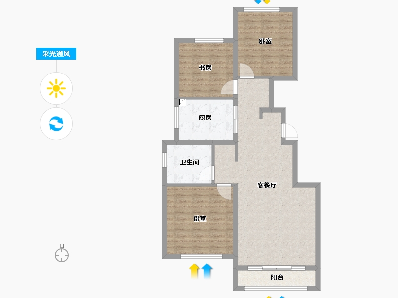 河南省-郑州市-融创空港宸院​-85.60-户型库-采光通风