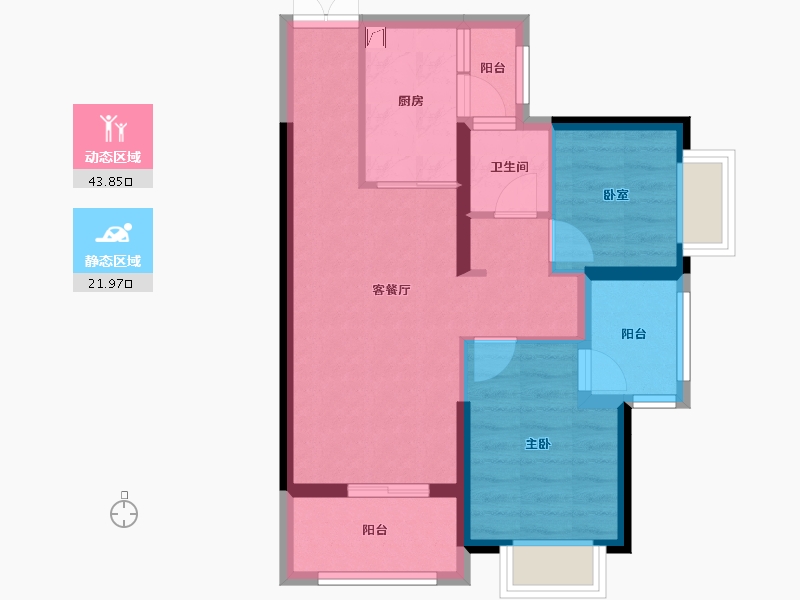 海南省-海口市-鸿荣源壹成中心二区-57.62-户型库-动静分区