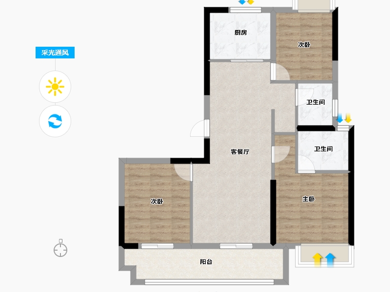 福建省-福州市-平潭鲁能公馆-84.01-户型库-采光通风