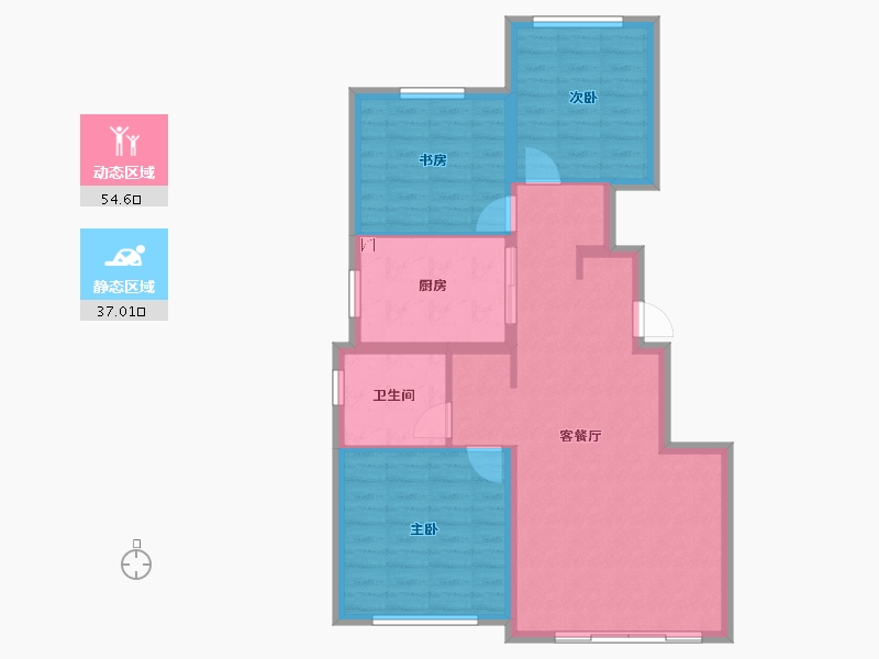 河南省-郑州市-融创空港宸院​-83.20-户型库-动静分区