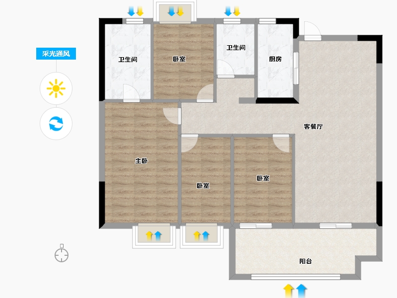 福建省-福州市-建总领筑-106.40-户型库-采光通风