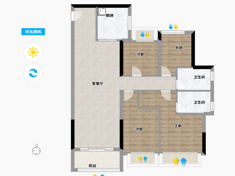 广东省-珠海市-万科·红树东岸-88.00-户型库-采光通风