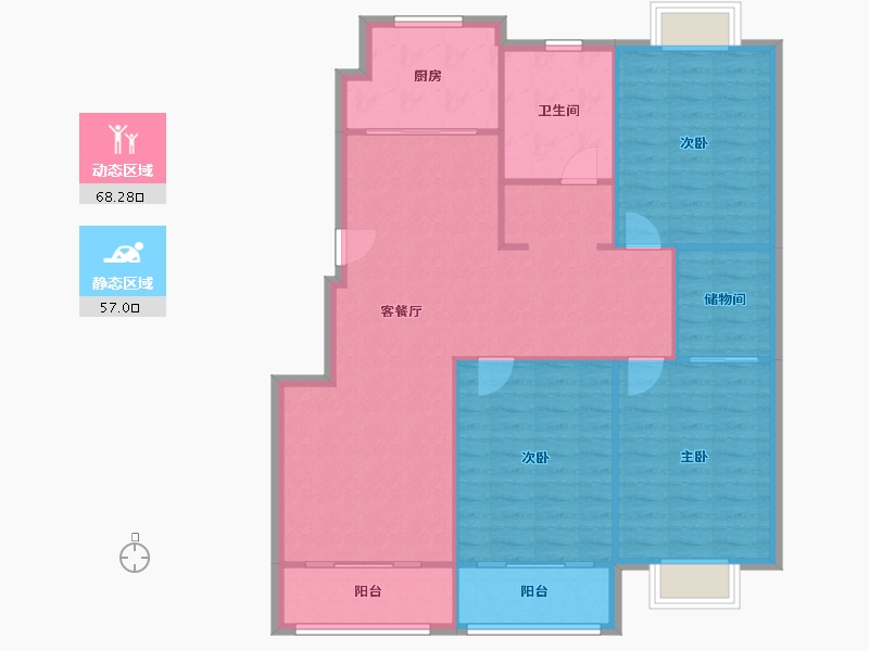 江苏省-南通市-外滩北苑-111.00-户型库-动静分区