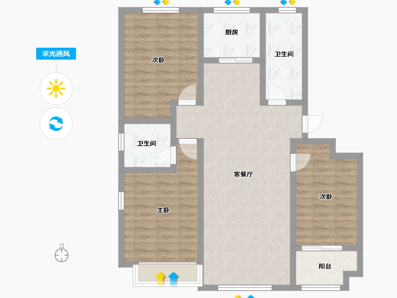 山东省-济南市-泉山盛景​-96.01-户型库-采光通风