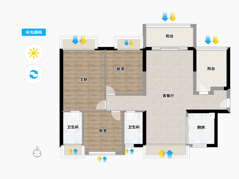 广东省-珠海市-天誉·珠海湾-90.00-户型库-采光通风