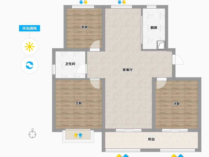 山东省-济南市-三箭学府-96.00-户型库-采光通风