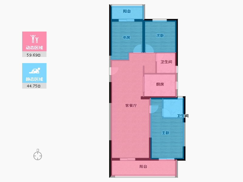 河南省-郑州市-常绿东风宸苑-93.61-户型库-动静分区