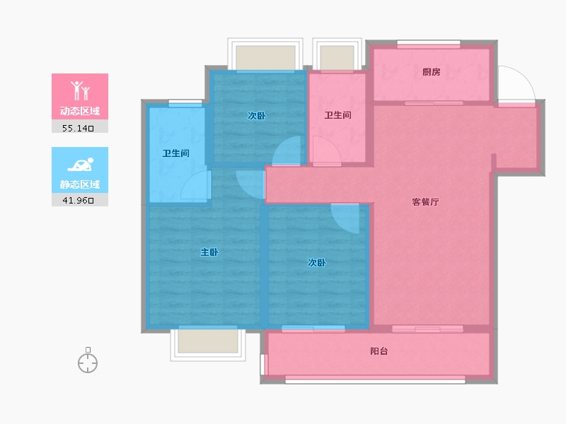 江苏省-南通市-融创·时代中心-87.20-户型库-动静分区