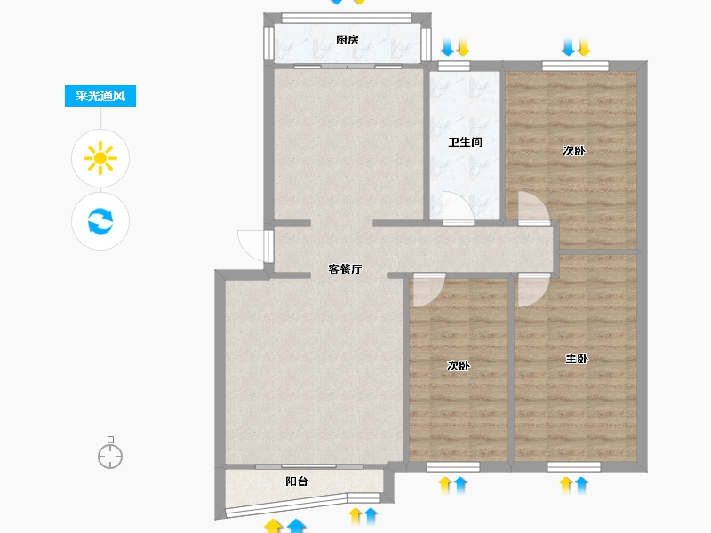 河北省-唐山市-天元花园-110.00-户型库-采光通风