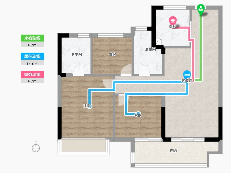 浙江省-嘉兴市-华宸府-71.00-户型库-动静线